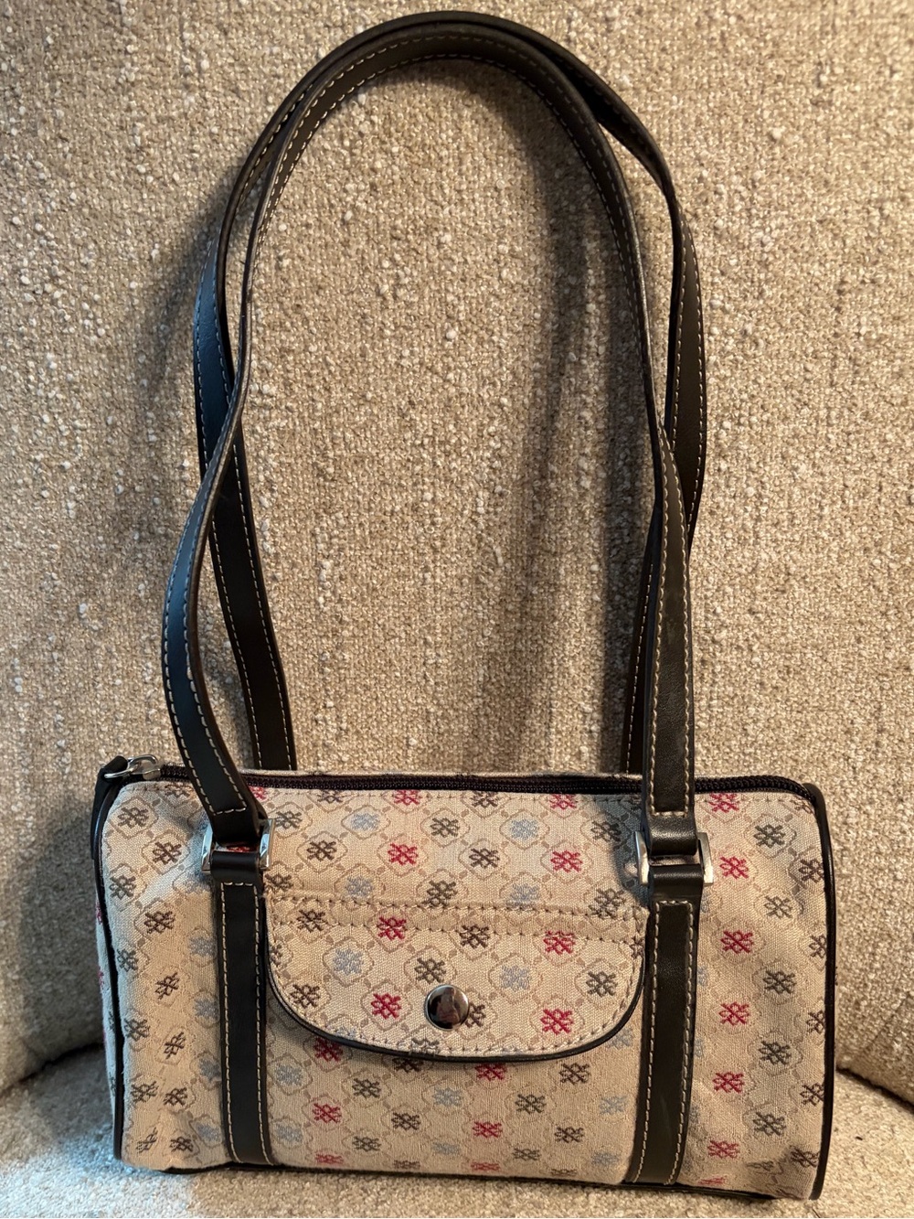 Y2K Villager A Liz Claiborne Co Mini Canvas Shoulder Bag with Dark Trim